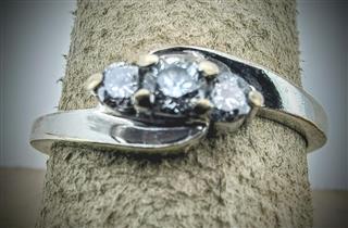 Lady's Diamond Cluster Ring 3 Diamonds .75 Carat T.W. 14K White Gold 2g